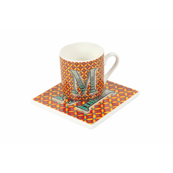 Tazzina da Caffè con Piattino Quadrato M Ø5,3x5,5 cm in New Bone China VdE Tivoli 1996 Monogram prezzo