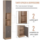 Mobile a Colonna per Bagno in Legno 30x24x170 cm  Grigio e Rovere