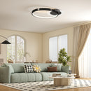 Plafoniera LED Moderna a 2 Anelli 50x40x 7,4 cm Potenza 30W in Alluminio e Acrilico Nero  