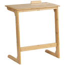 Tavolino da Divano a Forma di C 60x33x67 cm con Piano Inclinabile su 5 Livelli in Legno di Bambù Naturale