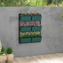 Orto Verticale da Parete a 3 Livelli 52x14x66 cm con 6 Vasi in Acciaio e Plastica Verde      