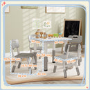 Set Tavolo con 4 Sedie per Bambini Altezza Regolabile Grigio  