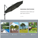 Ombrellone da Giardino Decentrato a Manovella e a 8 Stecche Ø2,95x2,5 m Grigio 