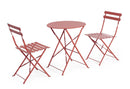 Set 3 Pezzi Bistrot da Giardino con Tavolo e 2 Sedie in Acciaio Verniciato Austin Terracotta  