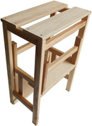 Sgabello scala ripieghevole a ribalta 37x23xh60 cm 3 gradini in legno