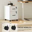 Schedario da Ufficio 40x40x54,1 cm con 2 Cassetti Ruote a Freno in Legno Bianco      