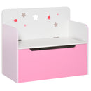 Panca Contenitore Portagiochi con Schienale in Legno 60x30x50 cm Rosa  