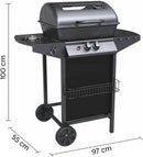 Barbecue a Gas 2,9 kw Alabama Superficie di Cottura in Pietra Lavica Nero  