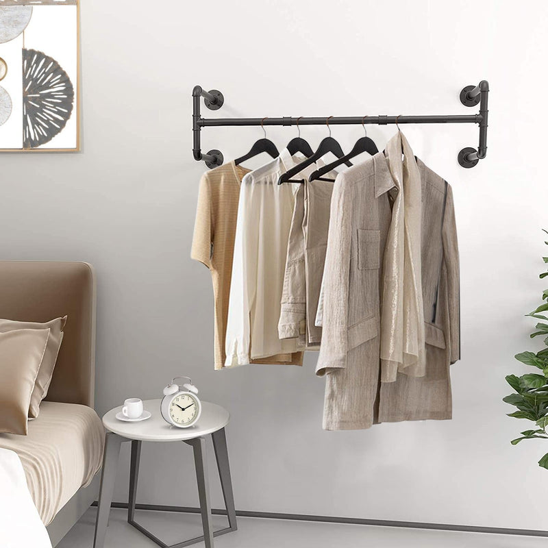 Barra Appendiabiti da Parete 110 cm in Acciaio Nero