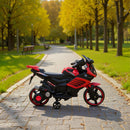 Moto Elettrica per Bambini da 18-36 Mesi 6V con Rotelle Rimovibili Fari e Musiche Integrate Rosso      