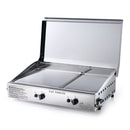 Doppia Piastra di Cottura con Cover Ompagrill Plancha Double 0471 Alimentazione a Gas GPL con Accensione Piezoelettrica in Acciaio Inox per Alimenti      