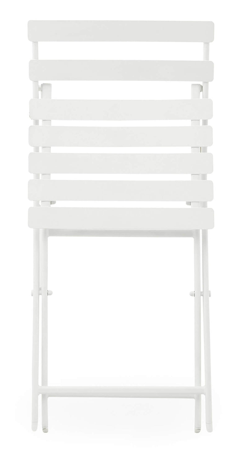 Set Tavolino e 2 Sedie Pieghevoli da Giardino in Acciaio Kraus Tiziano Bianco