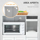 Credenza Salvaspazio con 2 Armadietti e 2 Ripiani Estraibili 84x39x109 cm in Legno Bianco  