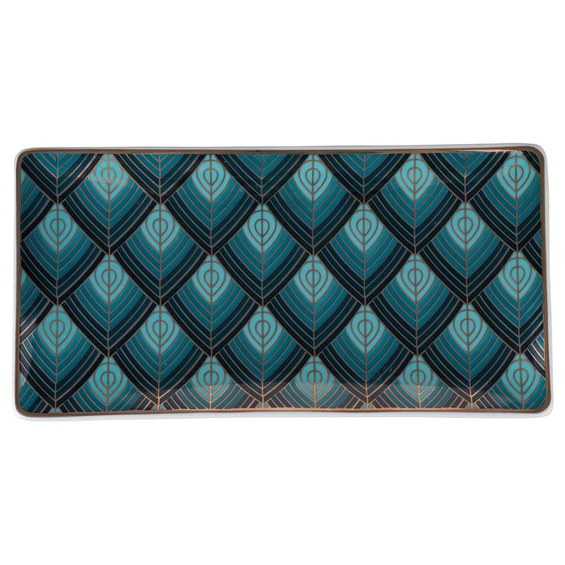 Set 3 Vassoi 24,5x13x2 cm  in Ceramica VdE Tivoli 1996 Vetiver Ottanio Nero e Oro