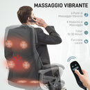 Sedia da Ufficio Massaggiante a 6 Punti e Inclinabile 66x72x113-121 cm in pelle PU Grigio Carbone   