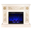 Camino Elettrico da Pavimento 87x110x30 cm Effetto Fiamma 1500W Latifa & Lorance Avorio