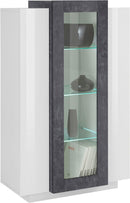 Vetrina 3 Ante 80x38x120,5 cm Coro Bianco/Report Grigio  