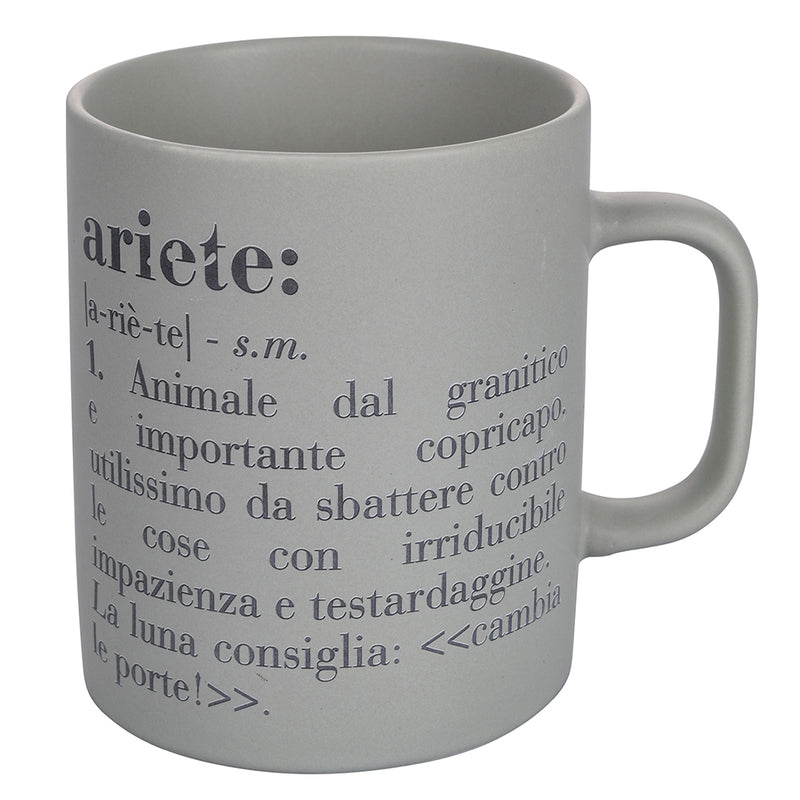 Tazza Zodiaco "ariete" Ø8x10 cm in Bone China VdE Tivoli 1996 Grigio