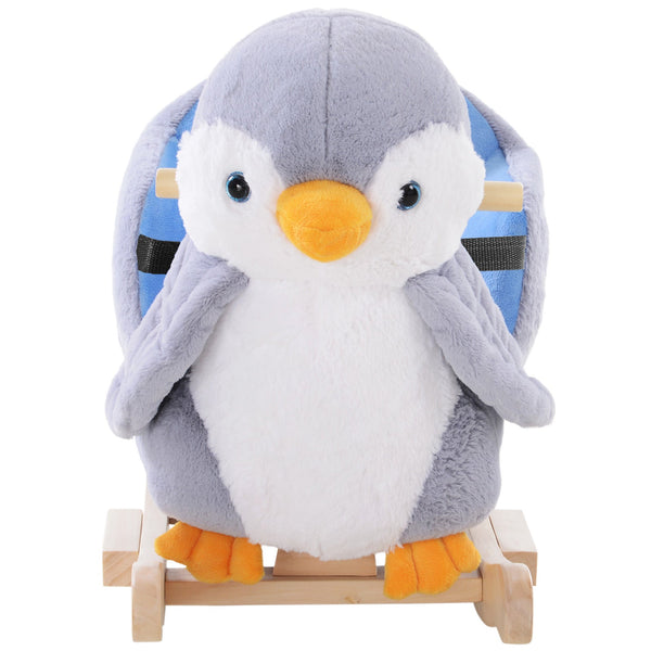 Cavallo a Dondolo per Bambini in Legno e Peluche Pinguino Grigio prezzo