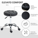 Sgabello Girevole Rotondo con Ruote Ø35,5x51-67 cm Altezza Regolabile in Similpelle Nero