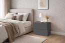 Comodino 2 Cassetti Onda 50x40x41,3 cm Finitura in Melamina Antracite Opaco 