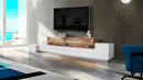 Mobile TV 3 Ante 240x45x51,5 cm Coro Bianco Lucido e Acero Pereira