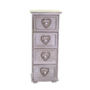 Cassettiera in Legno 4 Cassetti 29x22H71,5cm Demetra Cuore