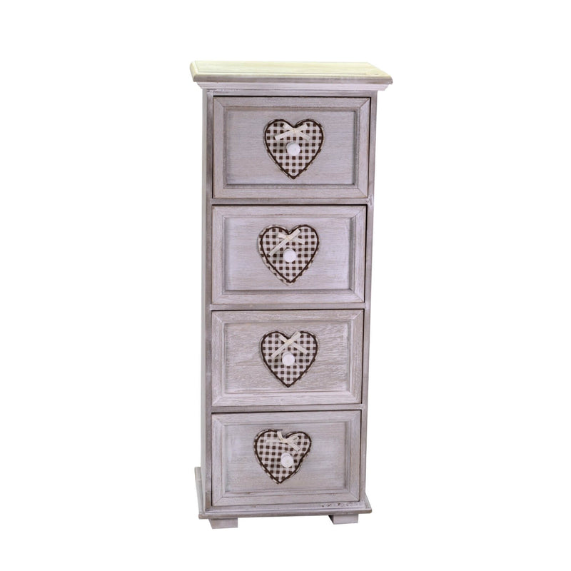 Cassettiera in Legno 4 Cassetti 29x22H71,5cm Demetra Cuore