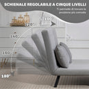 Divano Letto 3 in 1 con Schienale Regolabile e 2 Cuscini 102x73x81 cm in Tessuto Effetto Velluto Grigio Chiaro      