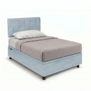 Letto 1 Piazza e Mezza Contenitore Imbottito Microfibra Azzurro Boxmax Testata Vertical Varie Misure