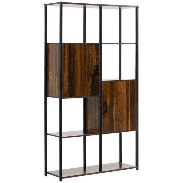 prezzo Bücherregal 4 Regale 2 Türen 90 x 30 x 159,5 cm aus Metall und schwarzer und brauner Spanplatte