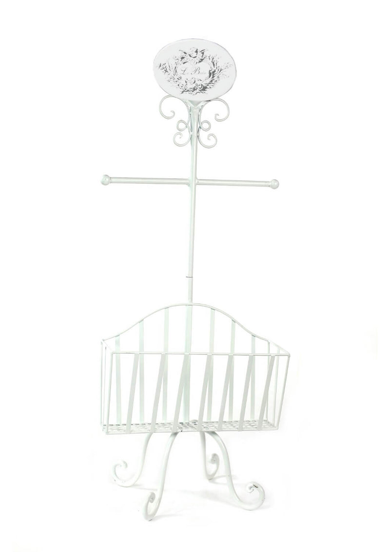 Piantana Porta Rotolo a Stelo in Metallo con Portariviste 34x23H82cm Le Bain