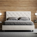 Letto Matrimoniale con Testata e Alzata Comoda Imbottito in Similpelle Priya Bianco Varie Misure