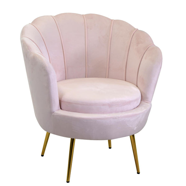 acquista Poltrona Imbottita 73x72xh49/77 cm in Tessuto Velluto Tulipan Rosa