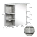 Specchiera Bagno a Parete 80x19,8x64cm con Anta e Mensole Laterali Grigio