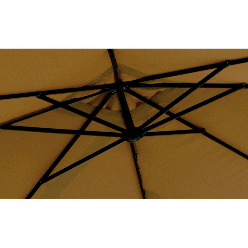 Ombrellone da Giardino Decentrato in Alluminio 2,40x3,30m con Manovella Vorghini Poli Antracite e Sabbia