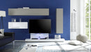 Parete Attrezzata Mobili Salotto 3 Mobili Sospesi 1 Mobile TV 290x50x170cm TFT  Line Bianco Lucido Peltro Opaco
