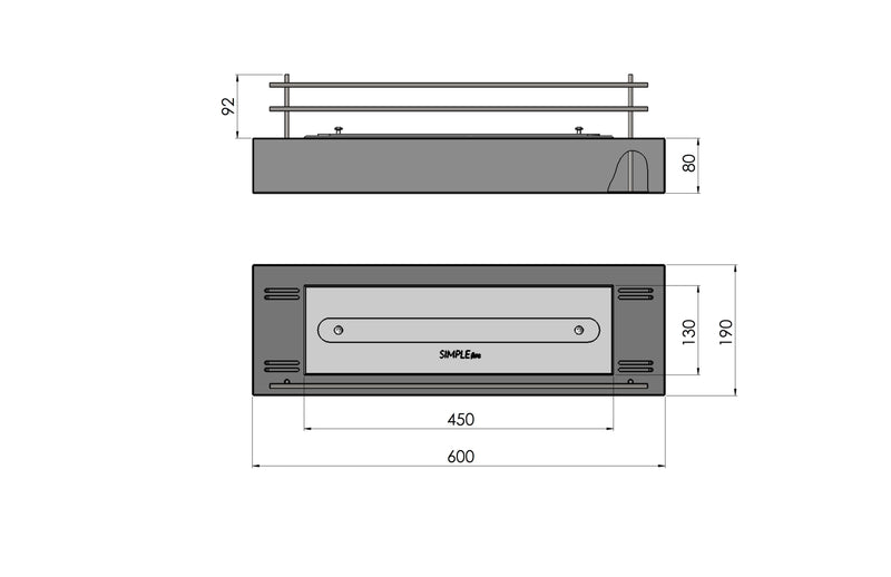 Camino a Bioetanolo da Tavolo 60x19 cm  Firebox 600 Nero