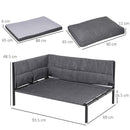 Divano Cuccia per Cani Grandi 93,5x69x48,5 cm in Tessuto Effetto Lino Grigio