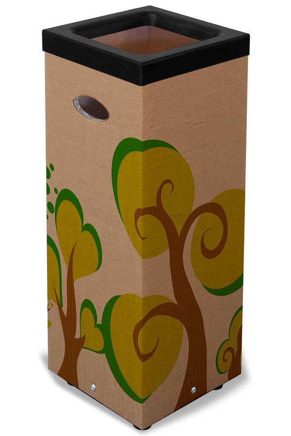 Pattumiera Per Raccolta Rifiuti 38x38xh80 cm in Cartone Con Stampa Grafica G2 Beige acquista