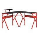 Scrivania da Gaming Angolare 125x125x75 cm in Metallo Nero e Rosso
