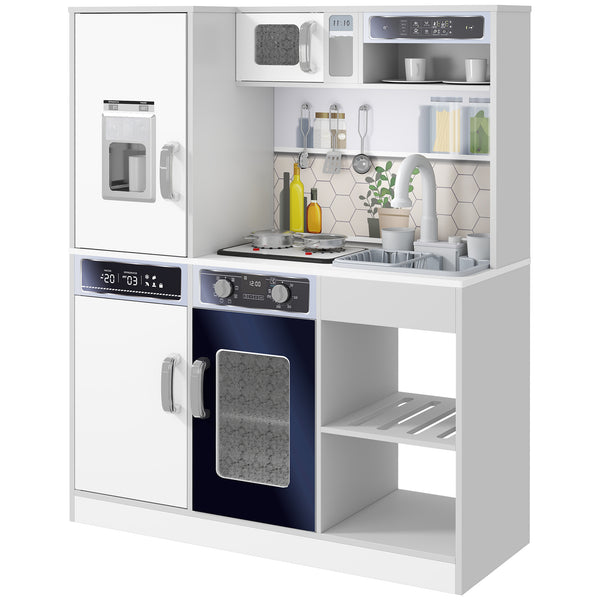 online Set Cucina Giocattolo in Legno con Fornello con Luci e Suoni, Lavello con Circolo d'Acqua e Accessori, Bianco