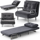 Poltrona Letto Reclinabile Chaise Lounge con Seduta Imbottita Convertibile in Velluto a Coste Grigio