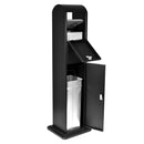 Posacenere a Colonna con Cestino 34,5x119,5x31 cm in Metallo Nero Opaco 14L per Interno Esterno