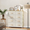 Cassettiera con 8 Cassetti in Tessuto 86x30x94,5 cm Tasche Laterali Portaoggetti Struttura in Acciaio Beige  