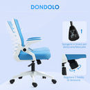 Sedia Poltrona Operativa da Ufficio 54x54x89-99 cm in Tessuto Poliestere Bianca e Azzurra
