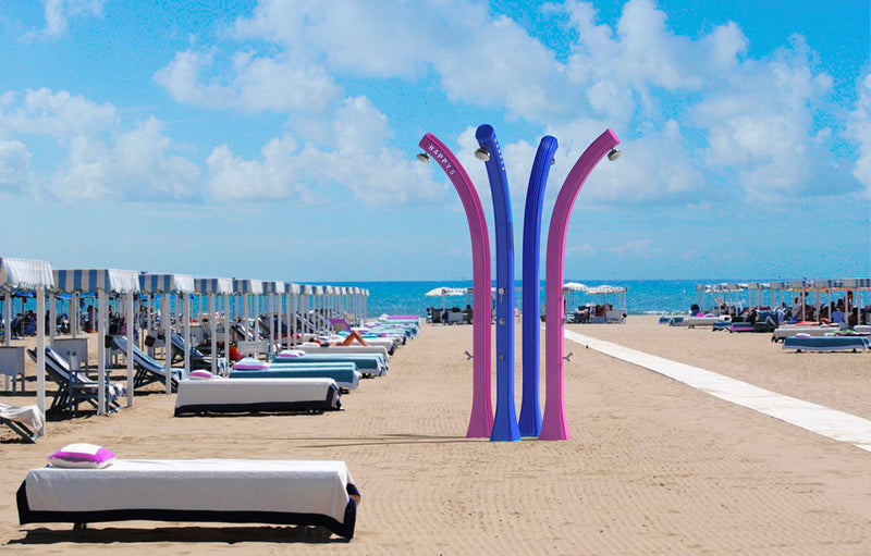 Doccia Solare da Giardino 28L Miscelatore Temporizzato e Lavapiedi Arkema Happy Beach Verde Scuro