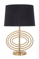 Lampada da Tavolo Glam Fluy Ø40x60,5 cm in Ferro Plastica e Poliestere Nero e Oro