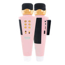 Microfono Karaoke Wireless Speaker Musica Bluetooth con USB per Feste Rosa
