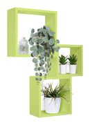 Set 3 Mensole da Parete Cubo in Fibra di Legno Incubo Verde